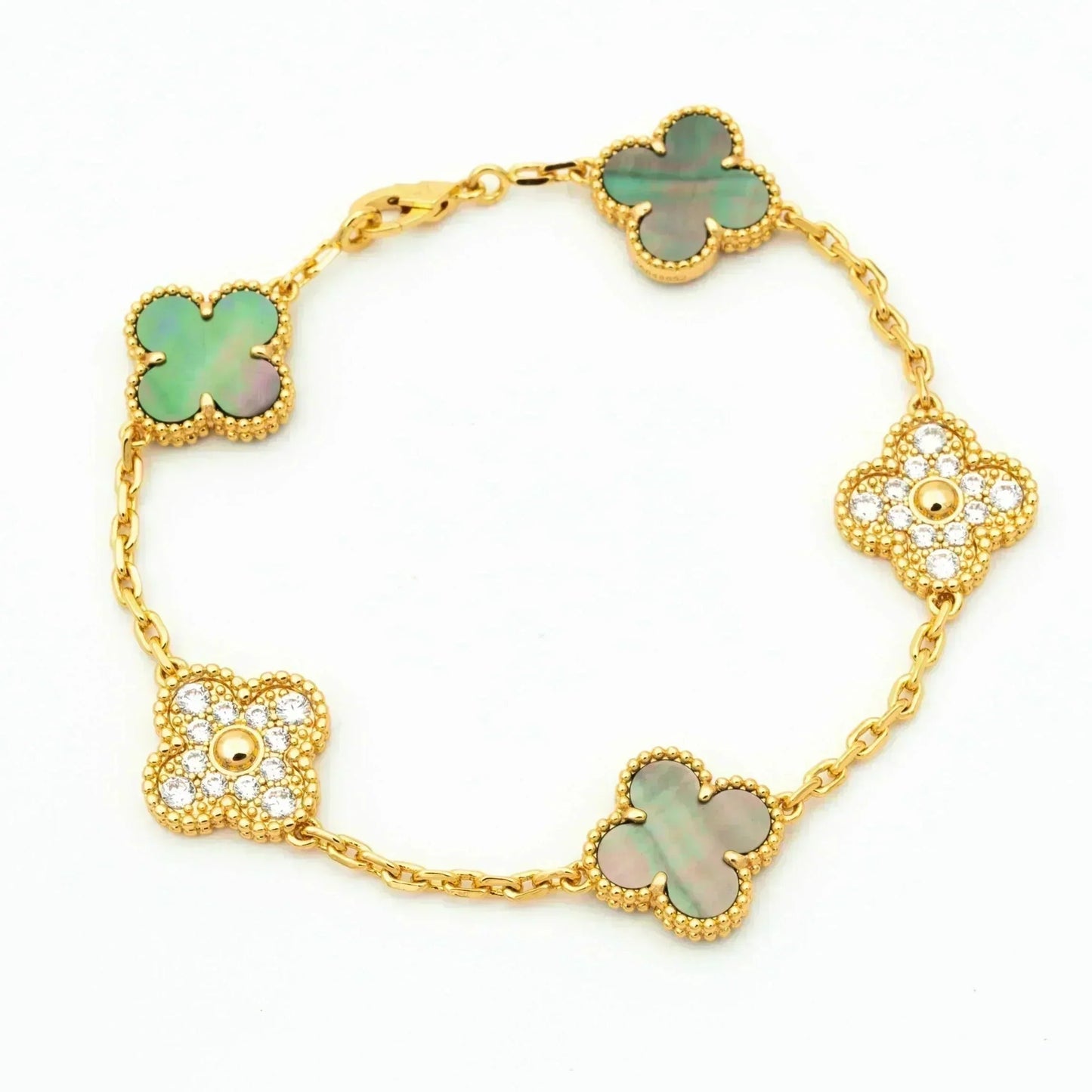 [BLUE TEARS] CLOVER 5 MOTIF GRAY MOP BRACELET COLLECTION
