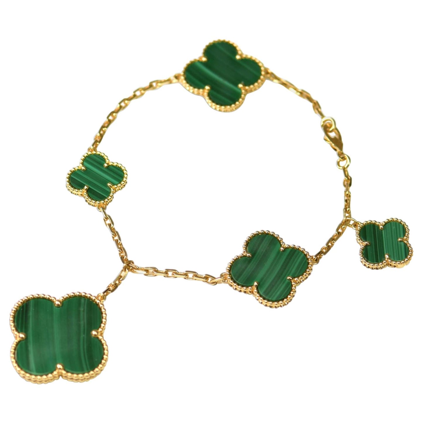 [BLUE TEARS]MAGIC CLOVER MALACHITE GOLD BRACELET 5 MOTIFS