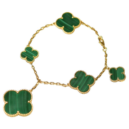 [BLUE TEARS]MAGIC CLOVER MALACHITE GOLD BRACELET 5 MOTIFS