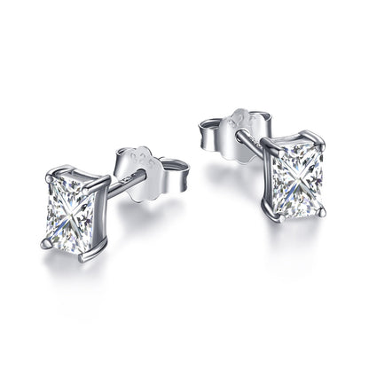 [Nova Jewelry]Stylish Shiny Rectangular Center Stone Stud Earrings