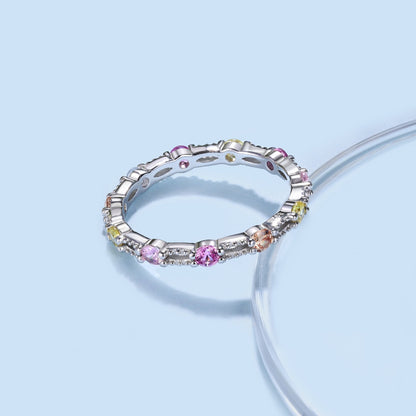 [Nova Jewelry]Sparkling Colorful Round Cut Tennis Ring