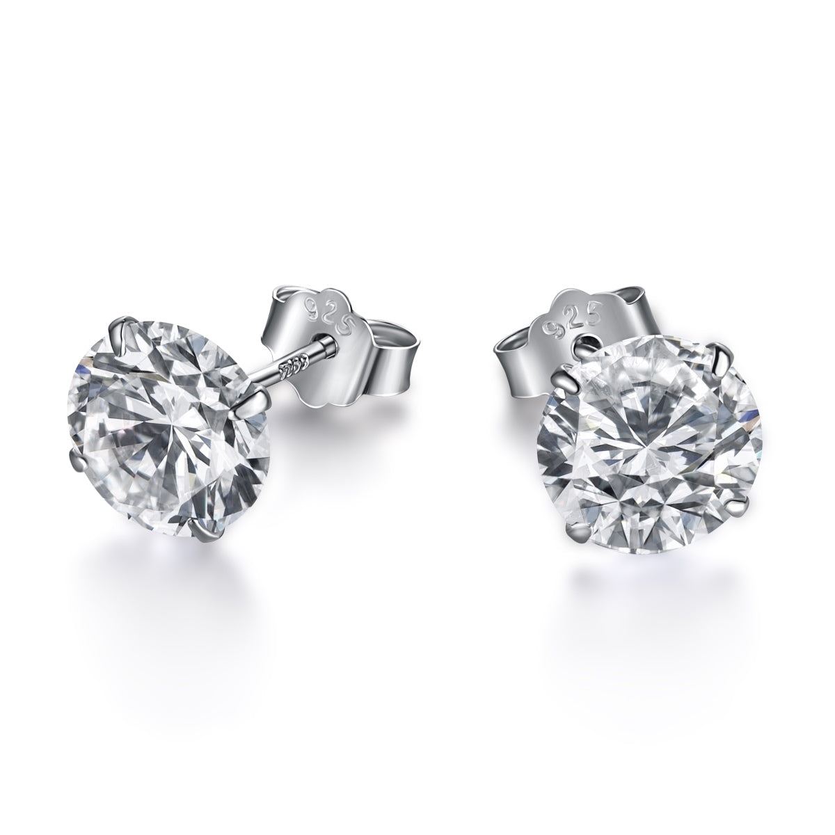 [Nova Jewelry]Stylish Shiny Round Center Stone Stud Earrings