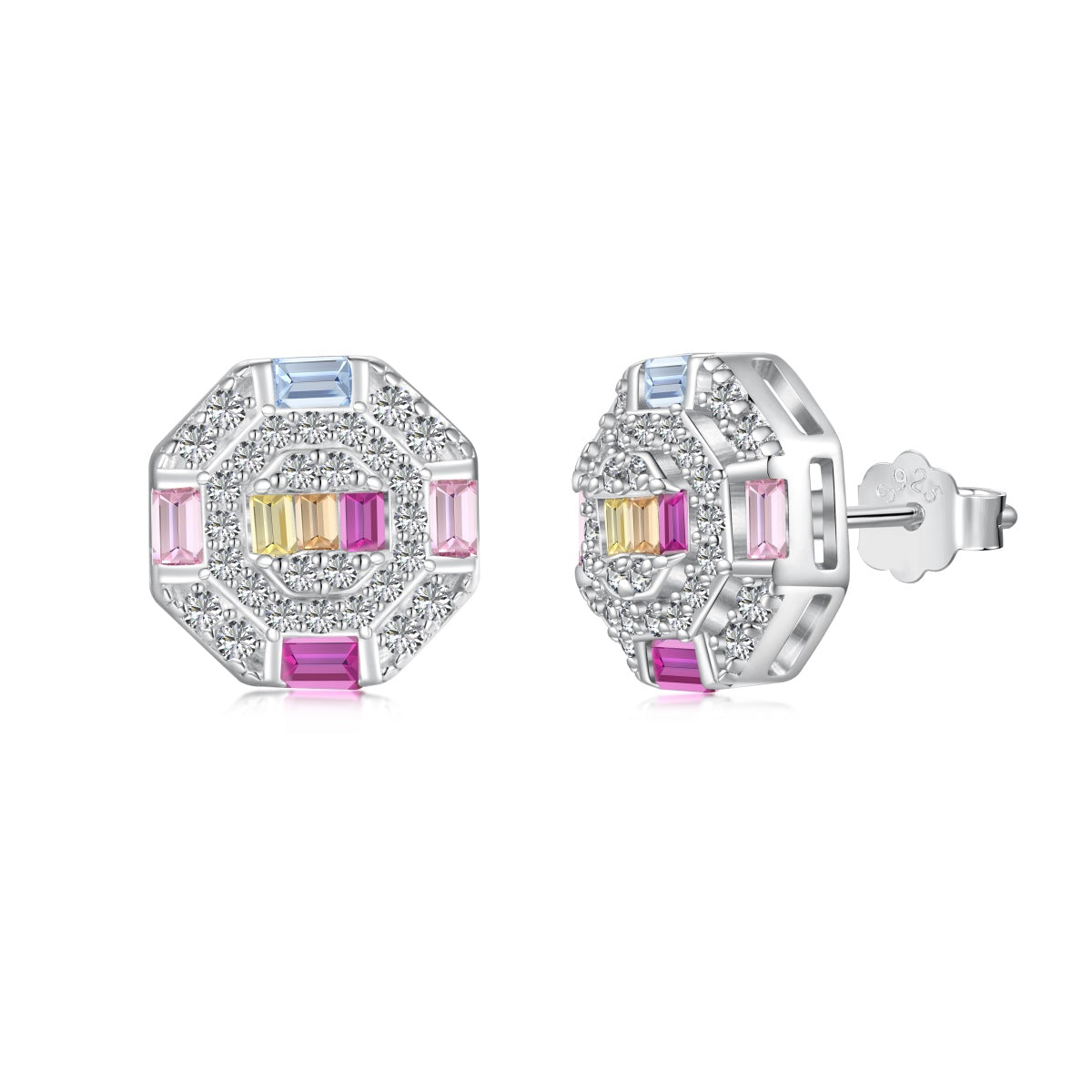[Nova Jewelry]Ornate Colorful Octagon Shape Daily Earrings