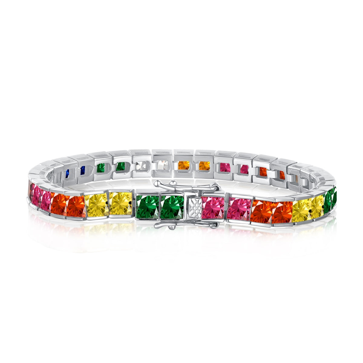[Nova Jewelry]Radiant Colorful Princess Cut Tennis Bracelet