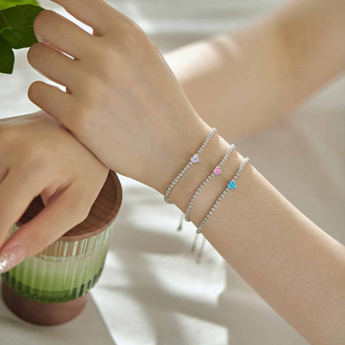 [Nova Jewelry]0.5 Carat Elegant Romantic Heart Shape Lover Bracelet