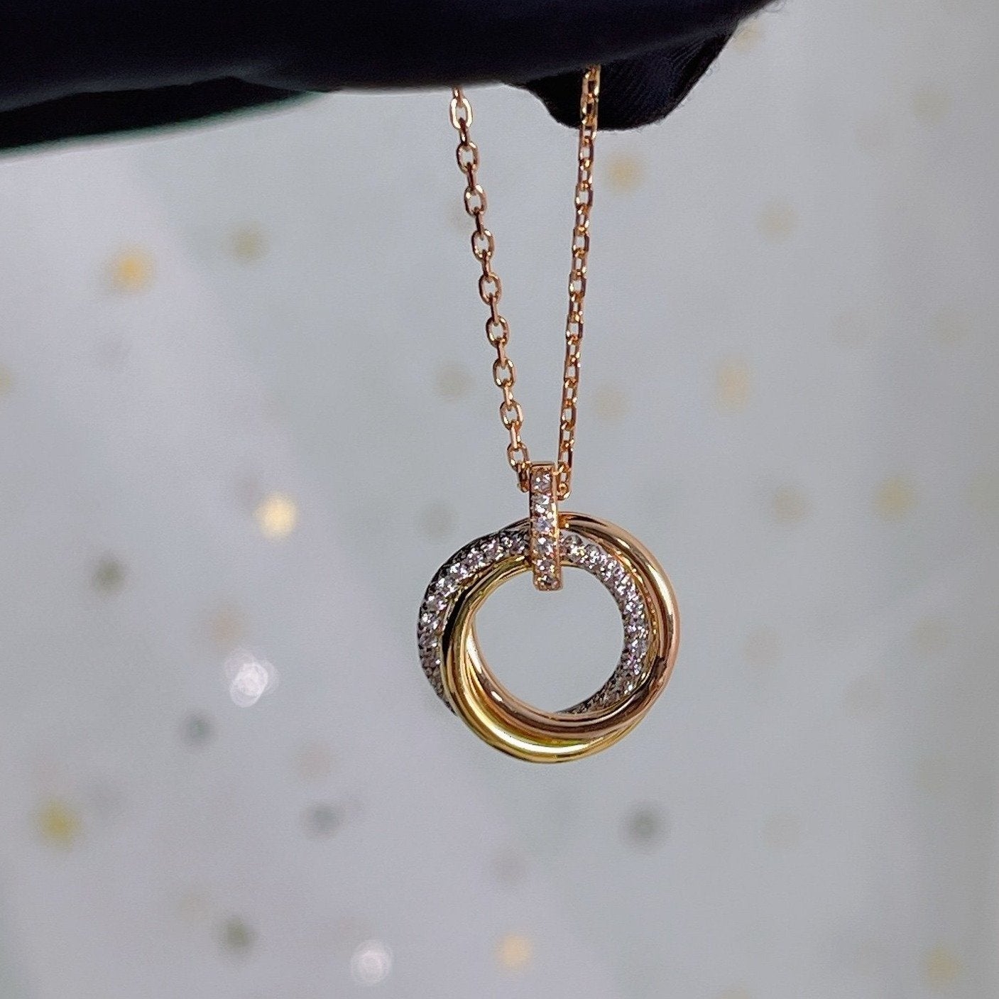 [BLUE TEARS]TRINITY NECKLACE SILVER GOLD PINK GOLD DIAMONDS
