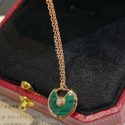 [BLUE TEARS]AMULETTE ROSE GOLD MALACHITE NECKLACE