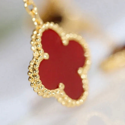 [BLUE TEARS]CLOVER  2 MOTIF  TIGER EYE CARNELIAN EARRINGS