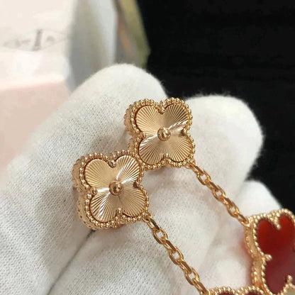 [BLUE TEARS]CLOVER 2 MOTIF  LASER CARNELIAN EARRINGS