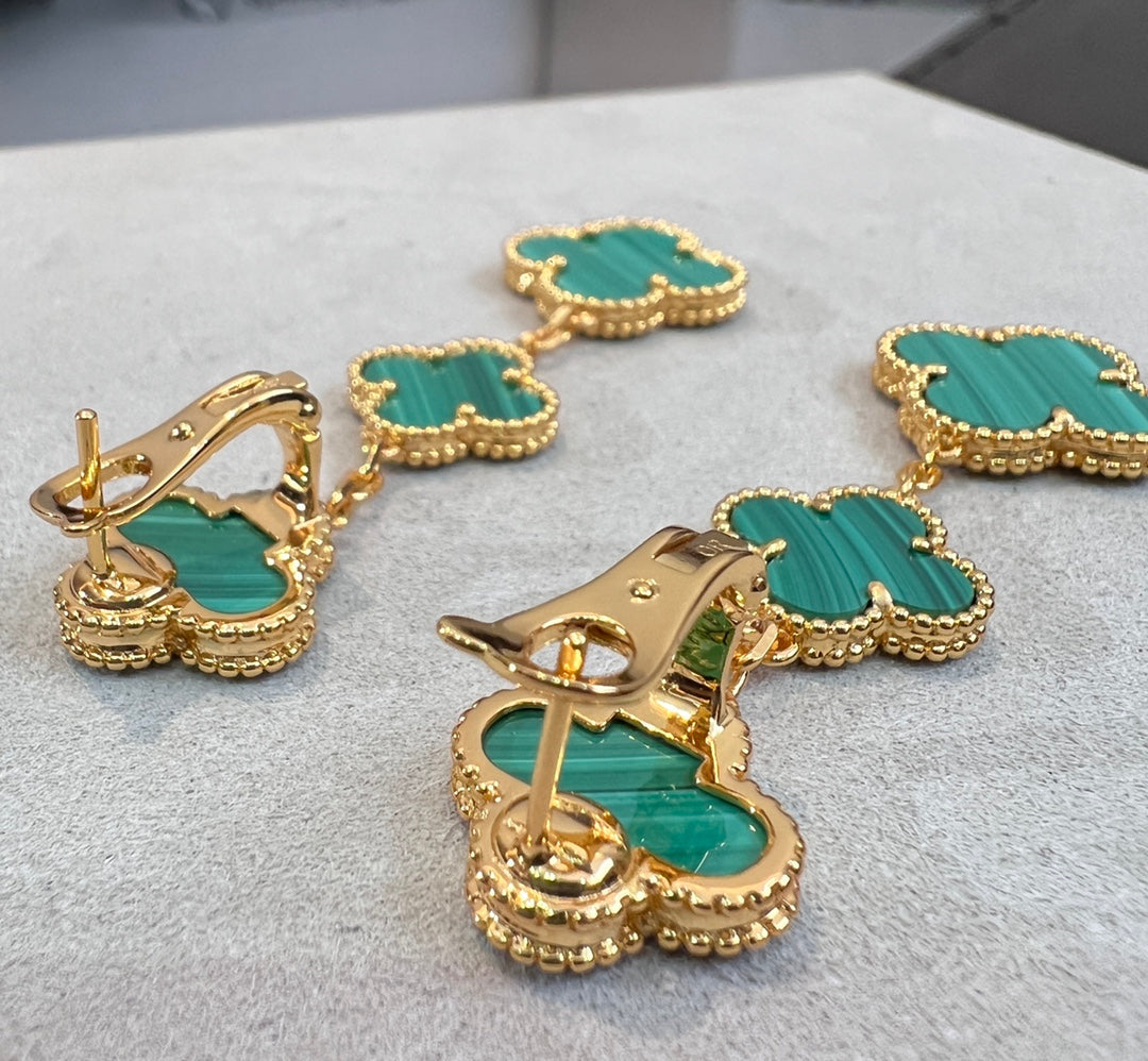 [BLUE TEARS]CLOVER MALACHITE 3 MOTIFS GOLD