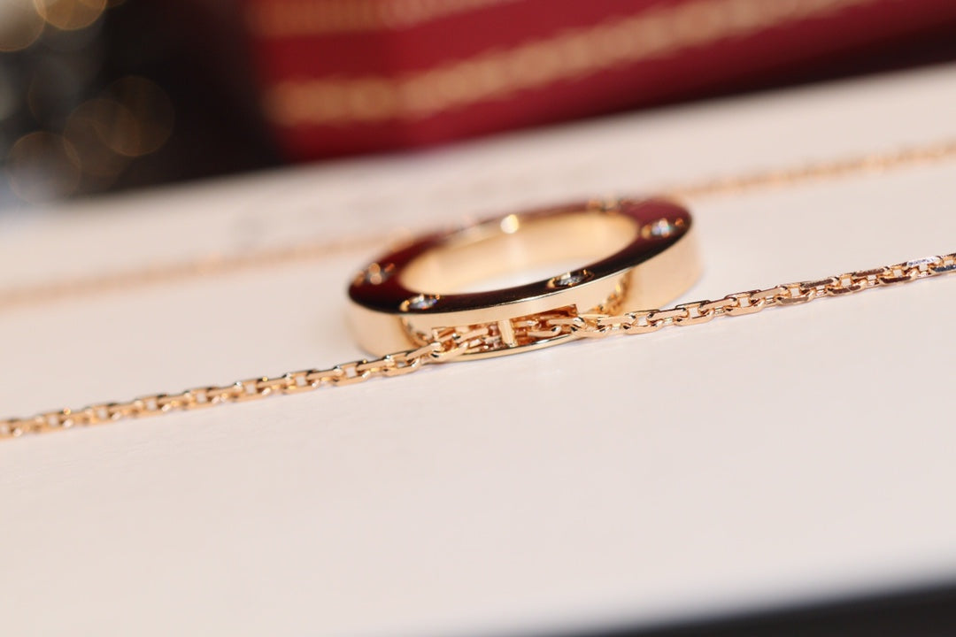 [BLUE TEARS]LOVE NECKLACE 16MM 6 DIAMONDS PINK GOLD