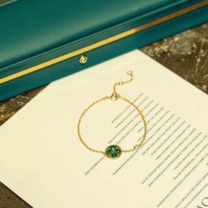 [BLUE TEARS]SUN MALACHITE 1 DIAMOND PINK GOLD BRACELET