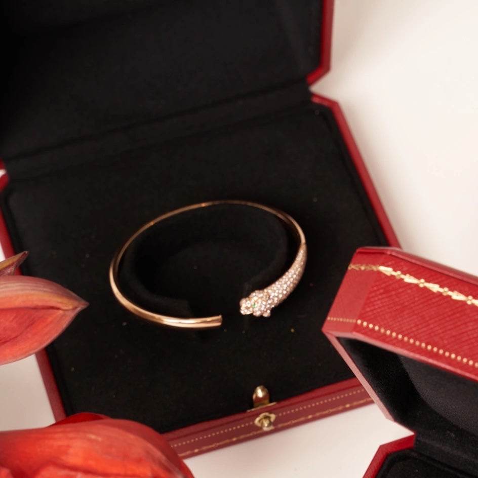 [BLUE TEARS]PANTHERE ROSE GOLD DIAMOND OPEN BRACELET