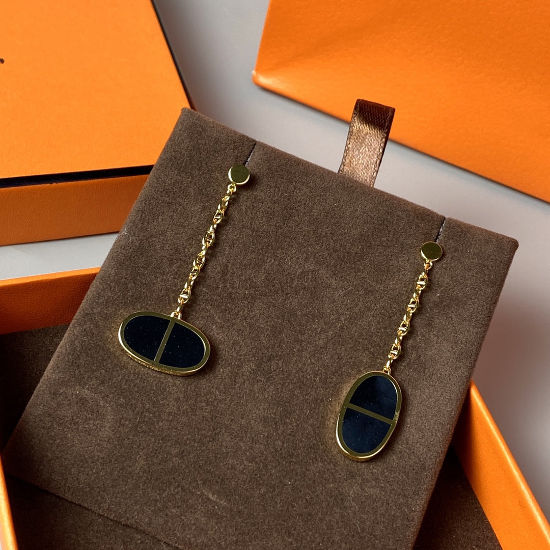 [BLUE TEARS]CHAINE VERSO BLACK CERAMIC EARRINGS