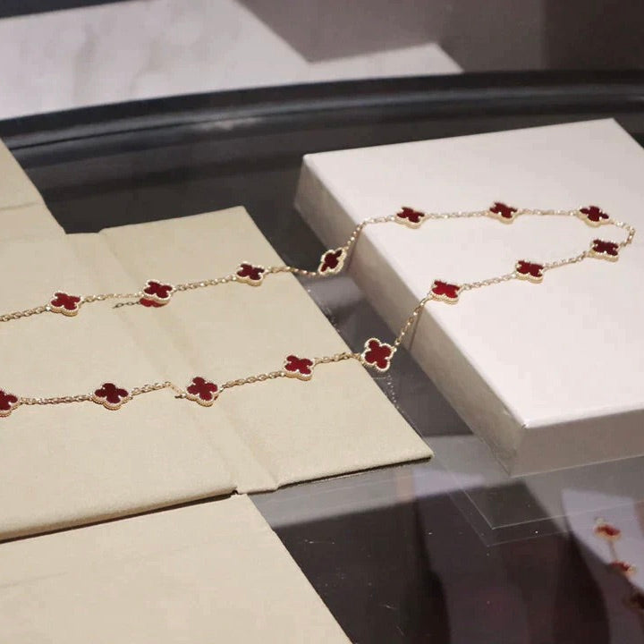 [BLUE TEARS]CLOVER 20 MOTIFS CARNELIAN NECKLACE