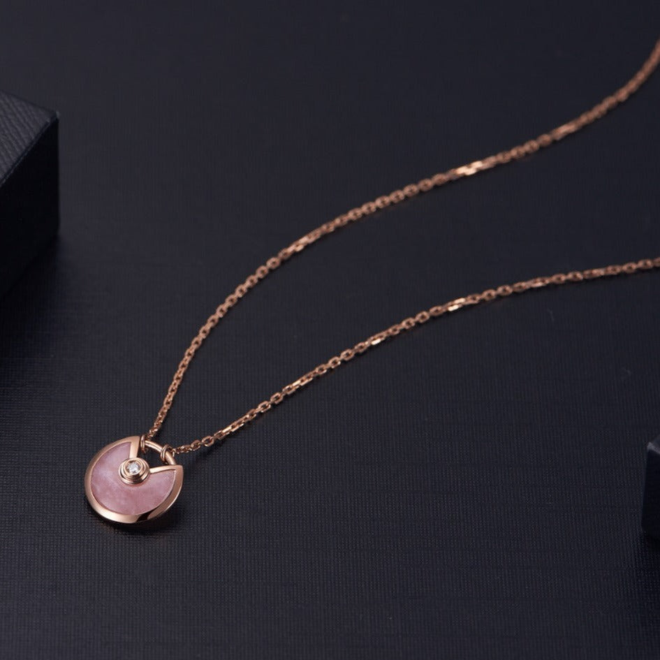 [BLUE TEARS]AMULETTE ROSE GOLD PINK MOP NECKLACE