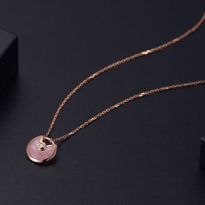 [BLUE TEARS]AMULETTE ROSE GOLD PINK MOP NECKLACE