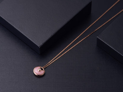 [BLUE TEARS]AMULETTE ROSE GOLD PINK MOP NECKLACE
