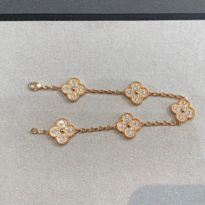 [BLUE TEARS]CLOVER 5 MOTIFS  FULL DIAMOND BRACELET