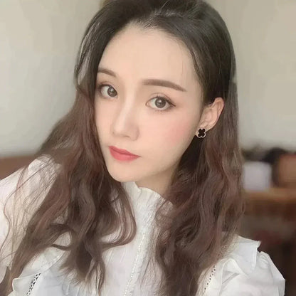 [BLUE TEARS]CLOVER MEDIUM 1 MOTIFS  ONYX STUD EARRINGS