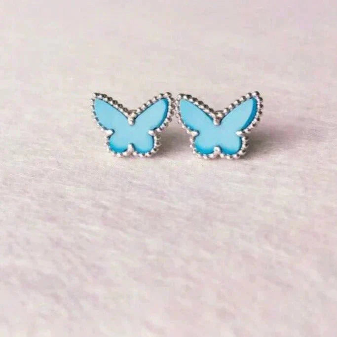 [BLUE TEARS]BUTTERFLY TURQUOISE EARRINGS SILVER