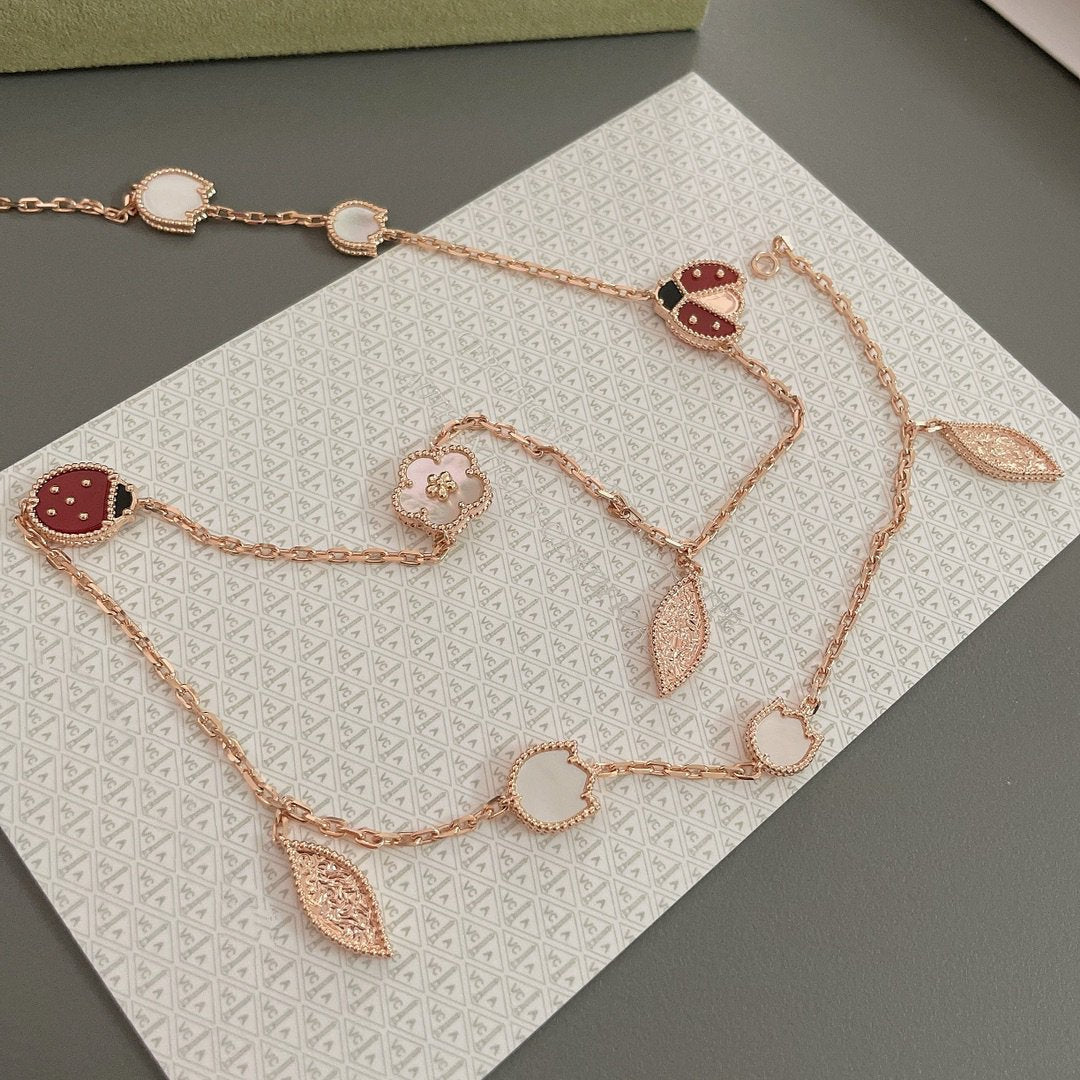 [BLUE TEARS]LUCKY SPRING 15 MOTIFS ROSE GOLD NECKLACE