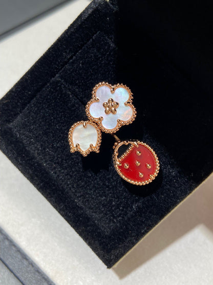 [BLUE TEARS]LUCKY 3 MOTIF ROSE GOLD RING