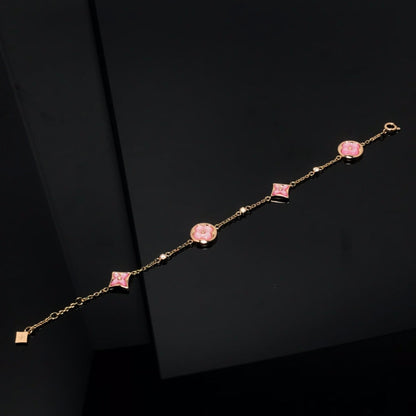 [BLUE TEARS]STAR AND SUN 4 MOTIF PINK MOP PINK GOLD BRACELET