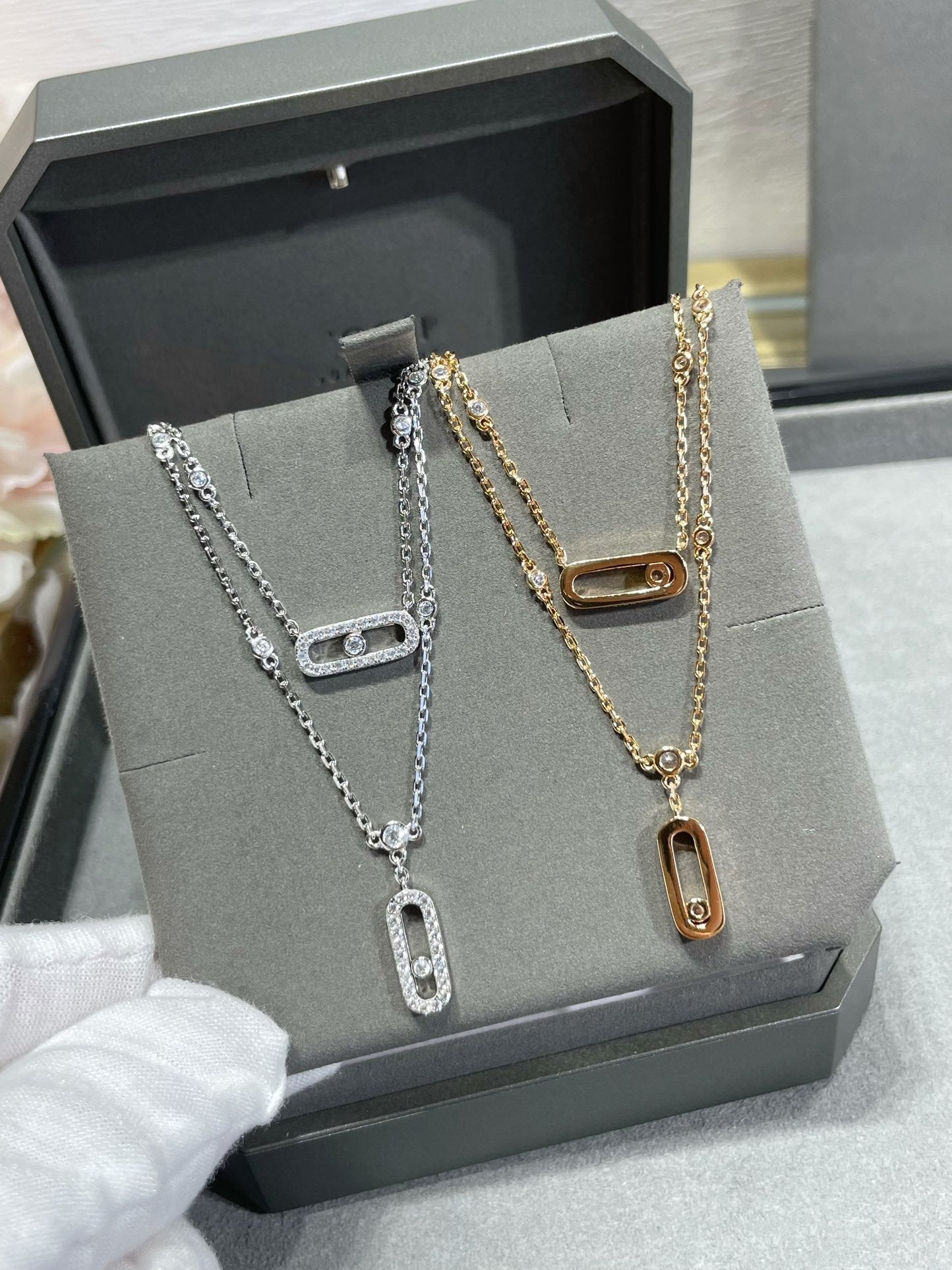 [Blue Tears Jewelry]MOVE 2 ROW DIAMOND NECKLACE