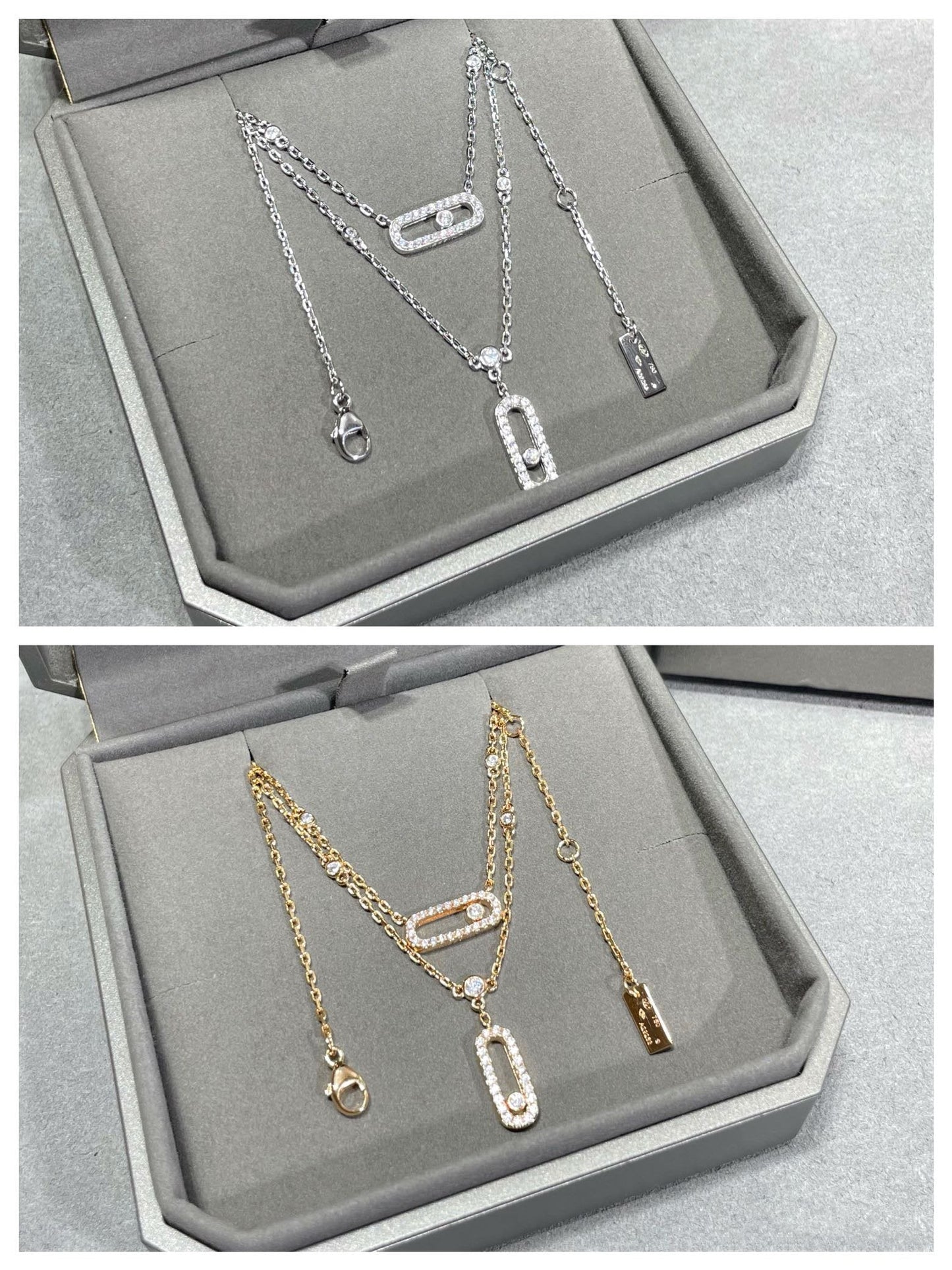 [Blue Tears Jewelry]MOVE 2 ROW DIAMOND NECKLACE