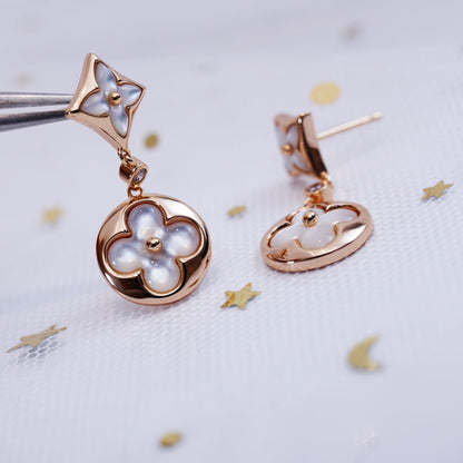 [BLUE TEARS]STAR AND SUN PINK GOLD MOP DROP EARRINGS