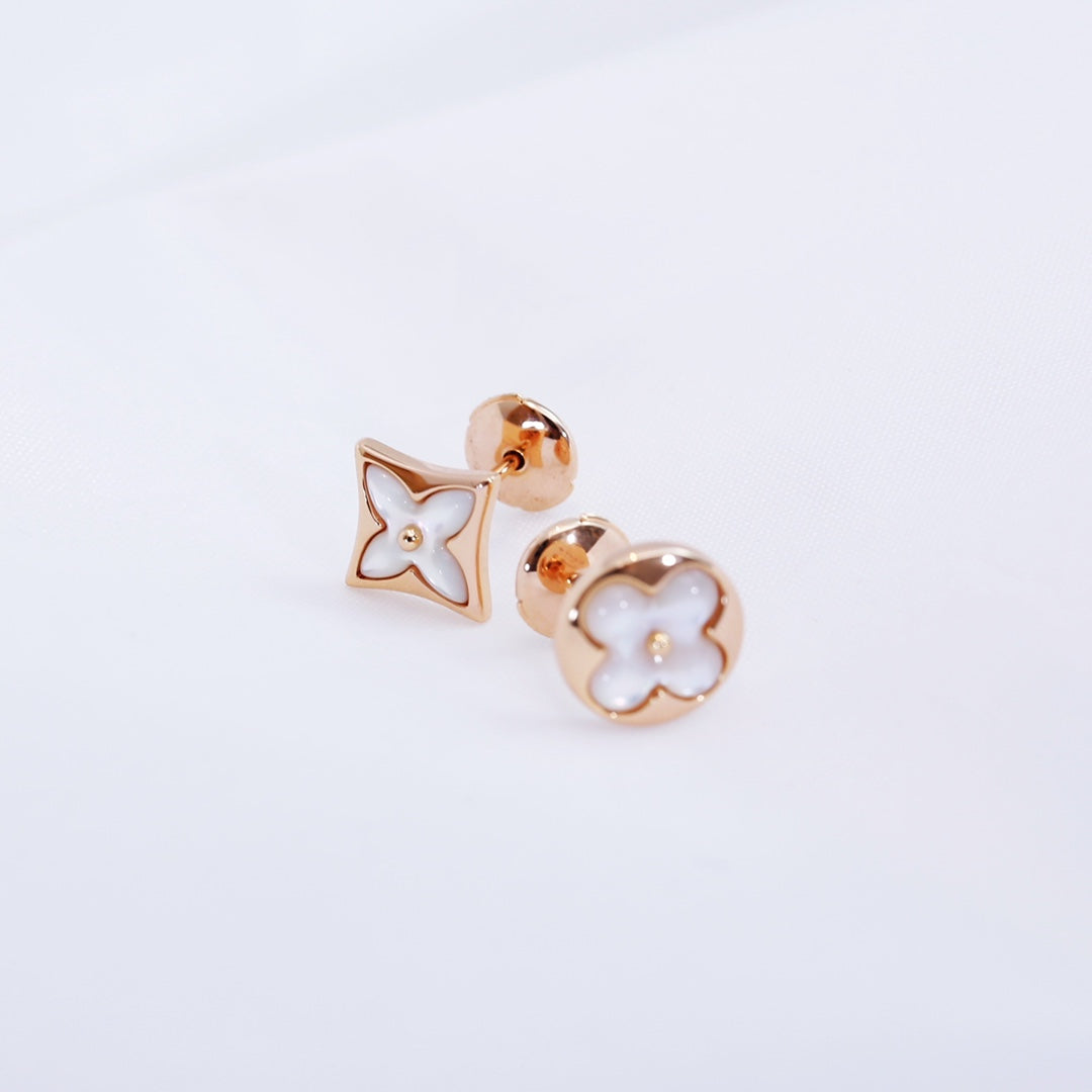 [BLUE TEARS]STAR AND SUN PINK GOLD MOP STUD EARRINGS