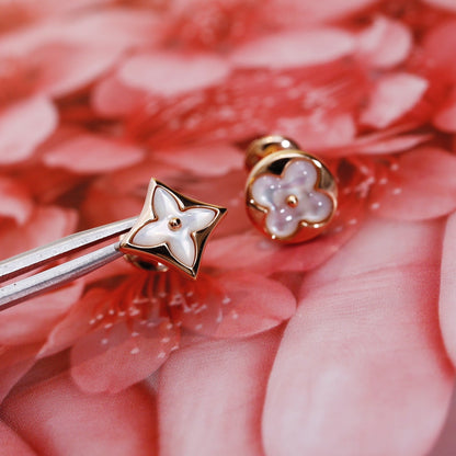 [BLUE TEARS]STAR AND SUN PINK GOLD MOP STUD EARRINGS