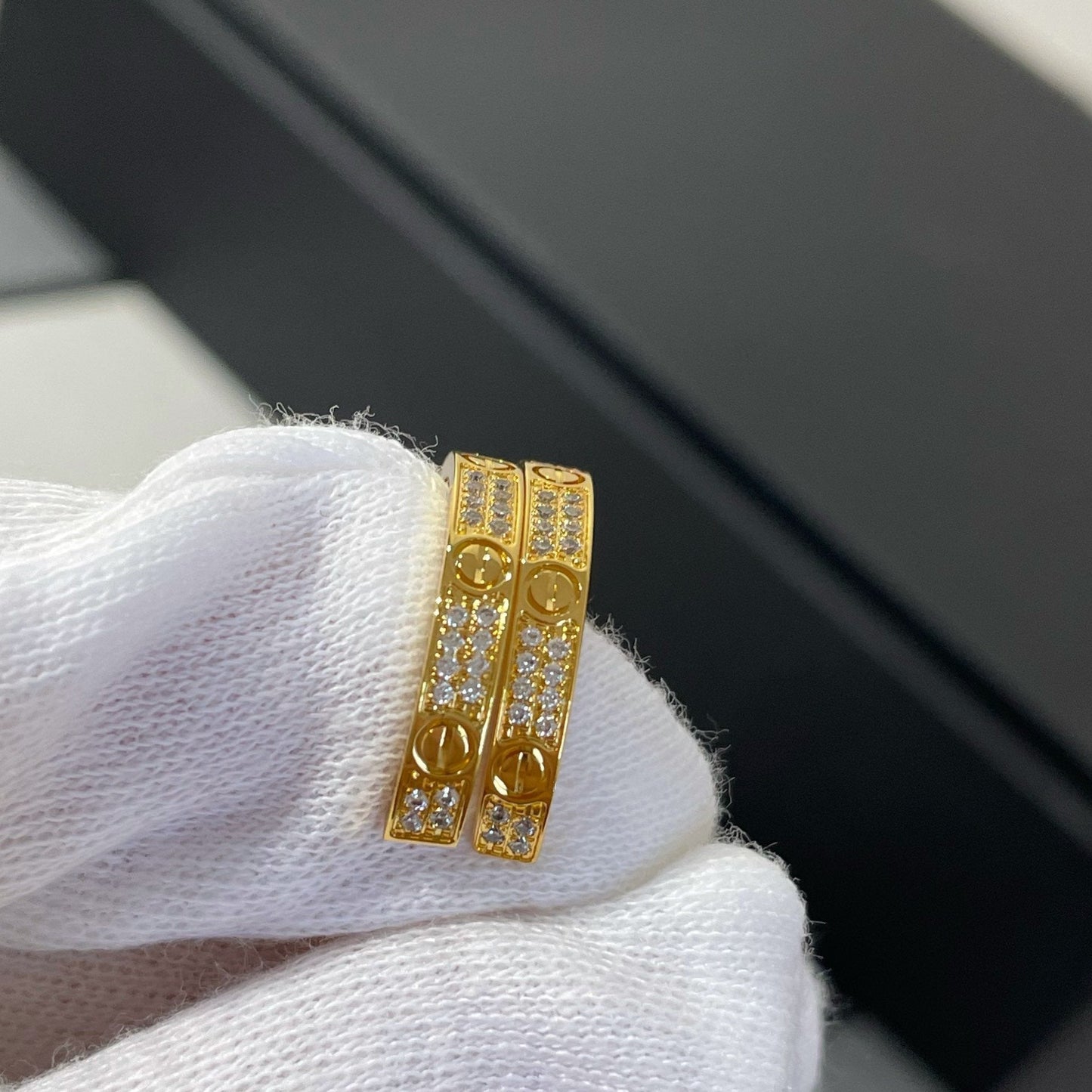 [BLUE TEARS]LOVE DIAMOND GOLD HOOP EARRINGS