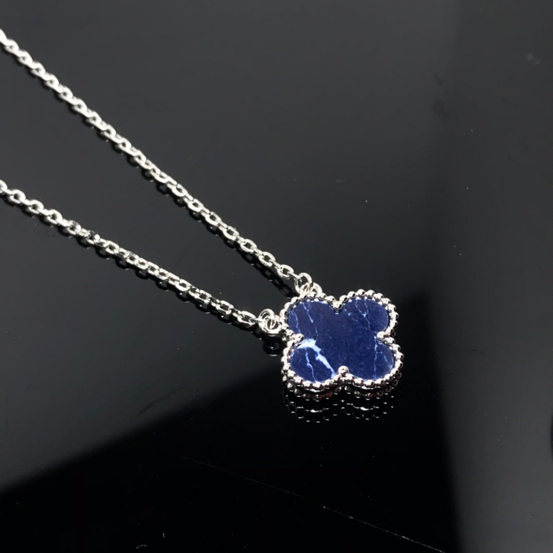 [BLUE TEARS]CLOVER PIETERSITE SILVER LONG NECKLACE
