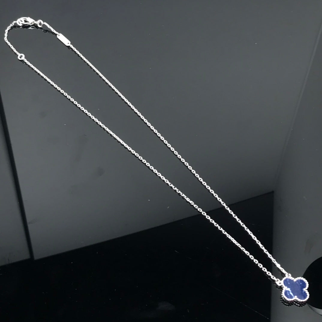 [BLUE TEARS]CLOVER PIETERSITE SILVER LONG NECKLACE