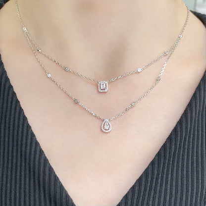 [Blue Tears Jewelry]MY TWIN 2 ROW DIAMOND NECKLACE