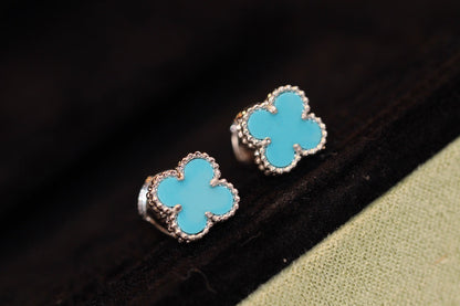 [BLUE TEARS]CLOVER MINI TURQUOISE SILVER STUD EARRINGS