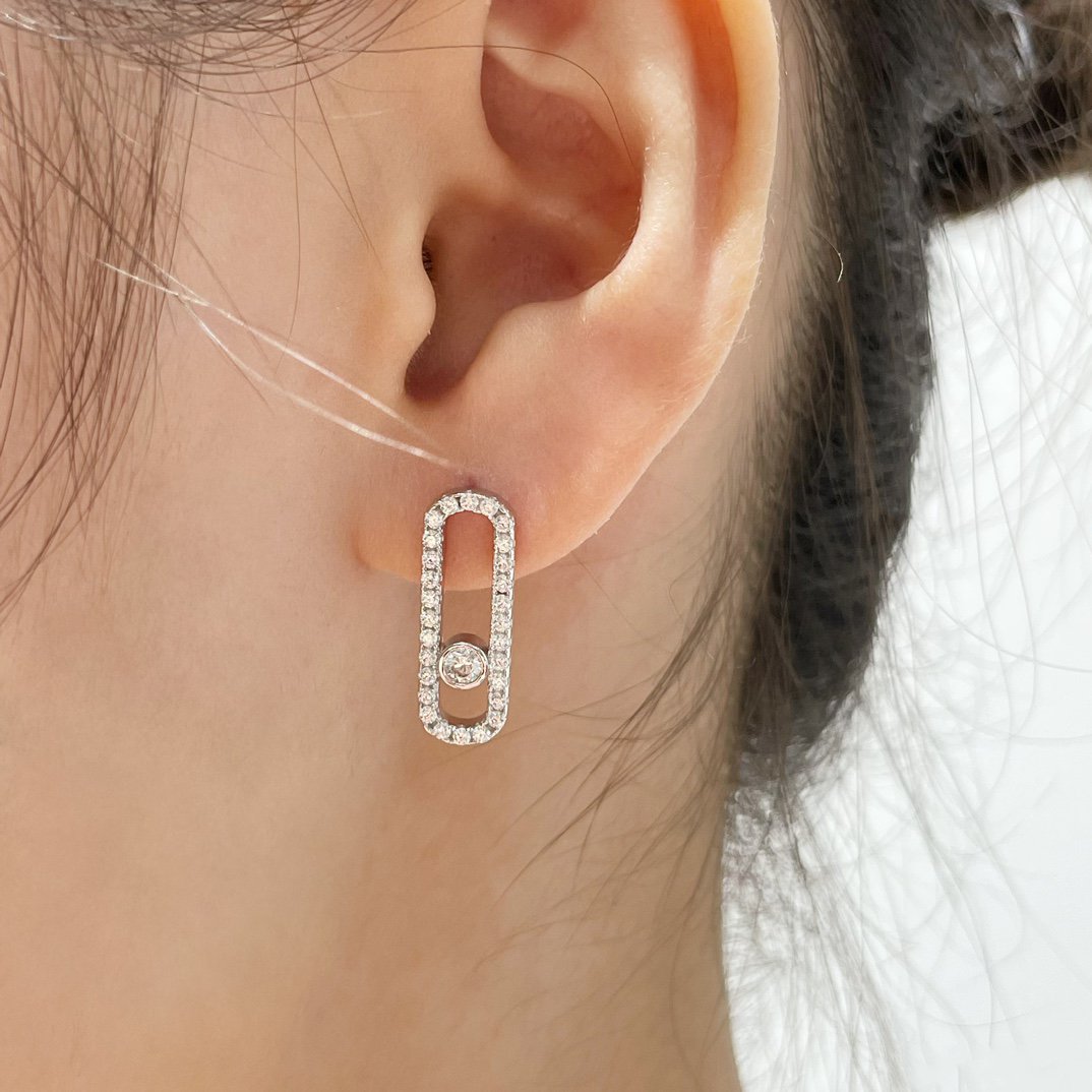 [Blue Tears Jewelry]MOVE UNO STUD DIAMOND PAVED EARRINGS