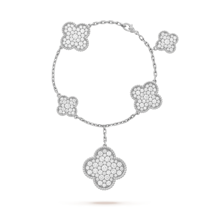 [BLUE TEARS]CLOVER 6 MOTIFS SILVER DIAMOND BRACELET