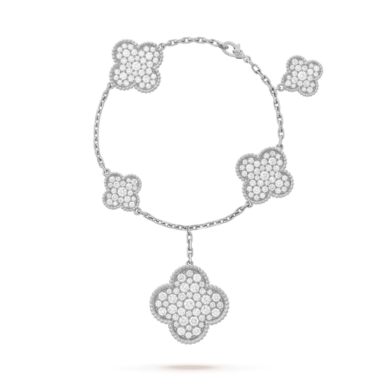 [BLUE TEARS]CLOVER 6 MOTIFS SILVER DIAMOND BRACELET