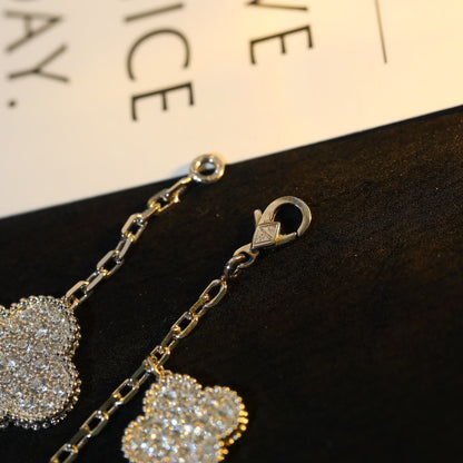 [BLUE TEARS]CLOVER BRACELET 5 MOTIF SILVER DIAMOND PAVED