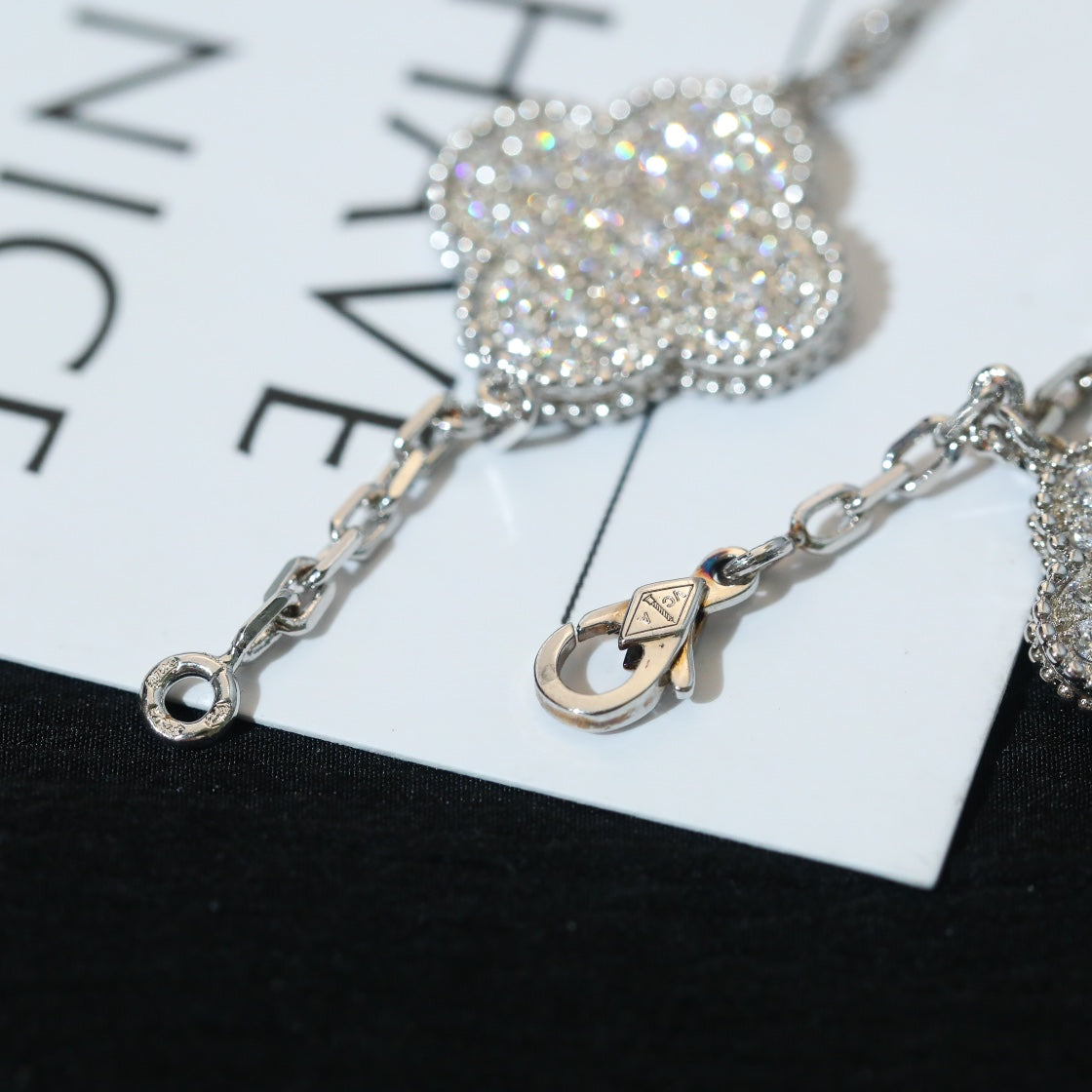 [BLUE TEARS]CLOVER BRACELET 5 MOTIF SILVER DIAMOND PAVED