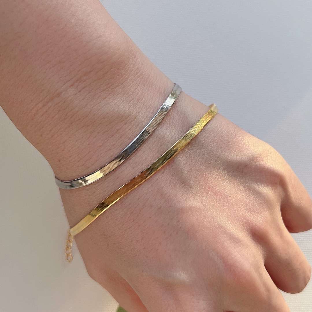 [Nova Jewelry]Flat Snake Bone Chain Blade Necklace