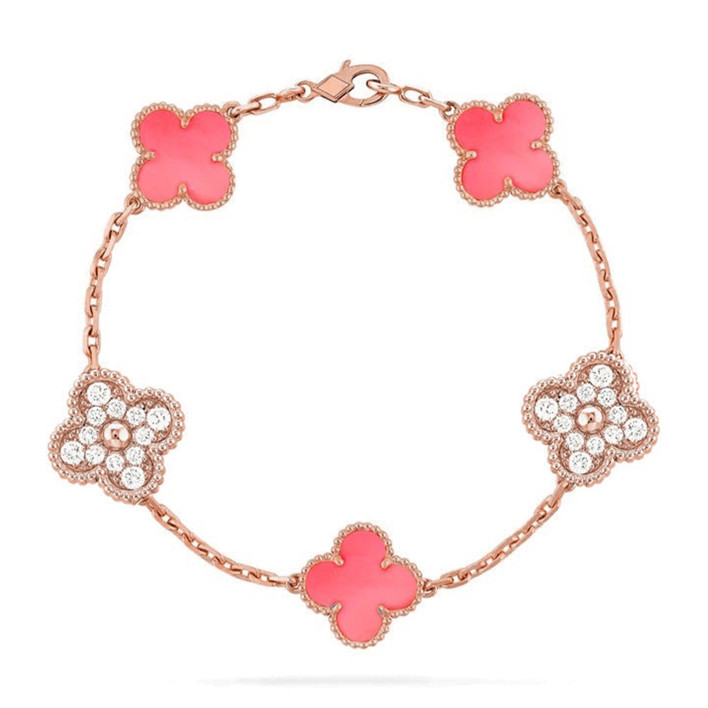 [BLUE TEARS] CLOVER 5 MOTIFS  PINK MOP BRACELET COLLECTION