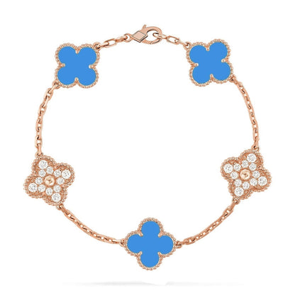 [BLUE TEARS] CLOVER 5 MOTIF BLUE AGATE BRACELET COLLECTION