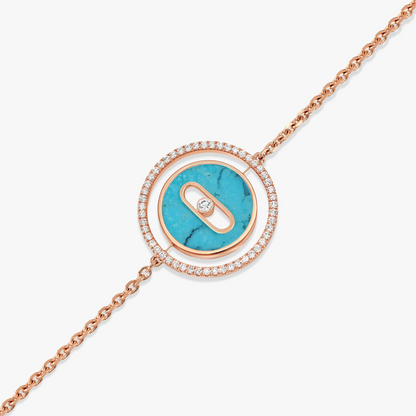 [Blue Tears Jewelry]LUCKY MOVE TURQUOISE PINK GOLD DIAMOND BRACELET
