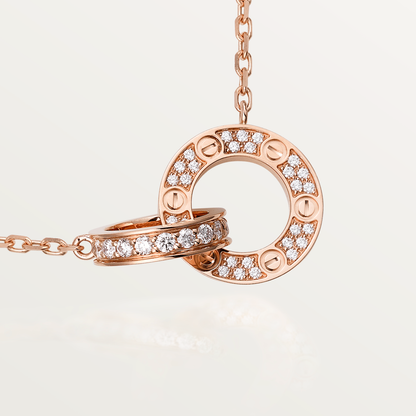 [BLUE TEARS]LOVE 7.6MM NECKLACE ROSE GOLD AND SILVER  FULL DIAMOND
