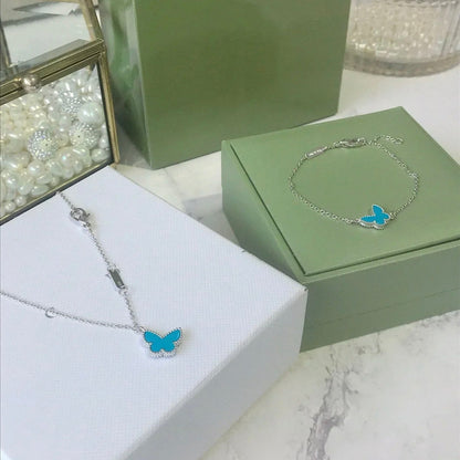 [BLUE TEARS]BUTTERFLY TURQUOISE BUTTERFLY BRACELET SILVER