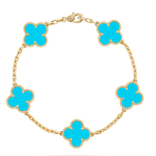 [BLUE TEARS]CLOVER 5 MOTIFS TURQUOISE BRACELET